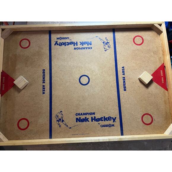 Vintage 1970 Wooden Champion Nok Hockey Board By Carrom Toys. W/ sticks and puck - Picture 1 of 10